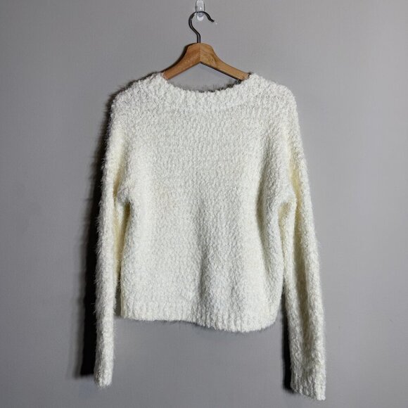 NWOT Show Me Your Mumu Cropped Varsity Sweater Knubby Knit Women's Small Cream - Picture 4 of 12